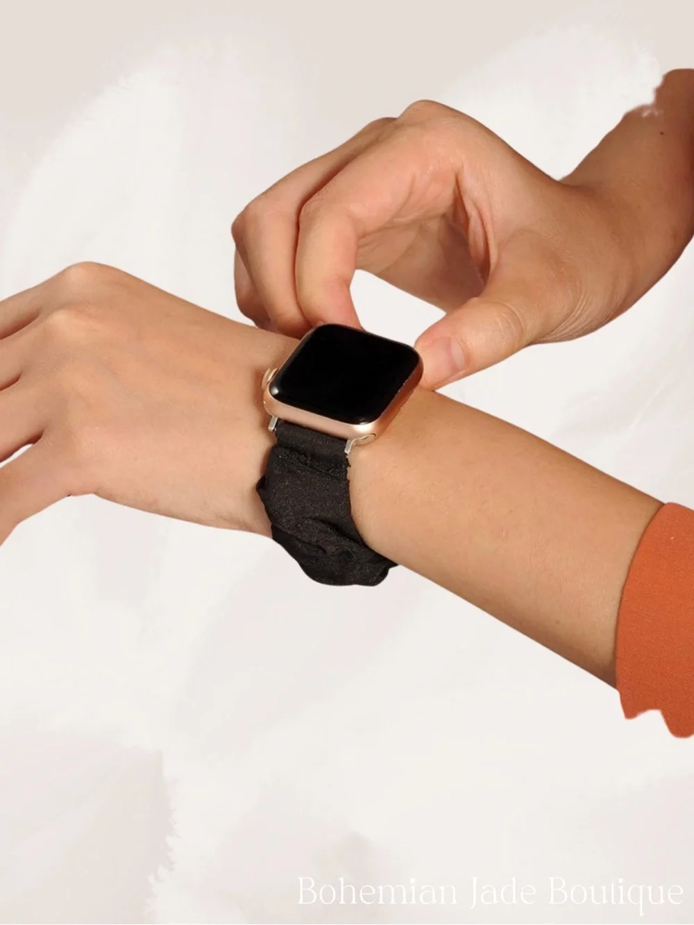 TOYOUTHS Scrunchie Apple Watch Bands Set of 3 Black Leopard Pink Small